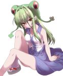  1girl breasts cleavage frog_hat green_hair japanese_clothes kochiya_sanae legs seidou_(tukinomiyako) tagme touhou 