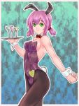  animal_ears bowtie bunny_ears bunny_tail bunnysuit detached_collar female ghost-rodie goblet green_eyes original pantyhose pink_hair rabbit_ears short_hair solo tail tray twintails wrist_cuffs 