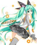  aqua_eyes aqua_hair character_name green_eyes green_hair hatsune_miku long_hair looking_at_viewer odds_&amp;_ends_(vocaloid) open_mouth project_diva_f reina_(black_spider) skirt smile solo thigh-highs thighhighs title_drop twintails very_long_hair vocaloid zettai_ryouiki 