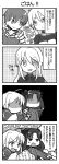  4koma ahoge breasts comic fate/stay_night fate_(series) fujimura_taiga genderswap gilgamesh jewelry long_hair monochrome multiple_girls necklace re-ema saber shaded_face short_hair striped tohsaka_rin toosaka_rin translation_request two_side_up under_boob underboob 