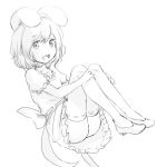  animal_ears bow bunny_ears inaba_tewi knees_together_feet_apart magister_(bigbakunyuu) monochrome open_mouth rabbit_ears short_hair solo thigh-highs thighhighs touhou 