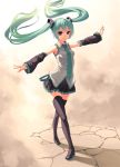  crack detached_sleeves fkey hatsune_miku highres nail_polish smile solo thigh-highs thigh_boots thighhighs vocaloid zettai_ryouiki 