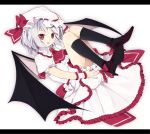  :o bat_wings bloomers blue_hair hand_on_hat hat hat_ribbon letterboxed looking_at_viewer purin_jiisan red_eyes remilia_scarlet ribbon simple_background solo touhou white_background wings wrist_cuffs 