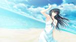  beach black_hair character_request clouds crying dress game_cg hat ishii_hisao sky summer_dress tagme_(character) tears tokyo_babel water 