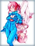  breasts cleavage cleavage_cutout collar digimon digimon_world_re:digitize dual_persona pink_eyes pink_hair rindou_akiho twintails under_boob underboob underboob_cutout zero_hime 