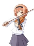  brown_eyes brown_hair gunslinger_girl henrietta instrument sai_(bankoru) short_hair simple_background skirt solo violin 