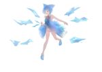  a+1 absurdres bare_legs bare_shoulders blue_dress blue_hair blue_panties bow cirno dress hair_bow highres ice ice_wings mary_janes panties red_eyes shoes short_hair smile solo striped striped_panties touhou underwear wings 