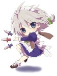  bad_id blue_eyes chibi izayoi_sakuya knife kona kona_(canaria) maid short_hair solo touhou 