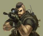  aiming assault_rifle backpack bag beard brown_eyes brown_hair call_of_duty call_of_duty:_modern_warfare_2 call_of_duty:modern_warfare_2 facial_hair gloves gun m14_ebr m4_carbine male military military_uniform mohawk muscle operator painkiller_(artist) rifle scope soap_mactavish tattoo uniform weapon 