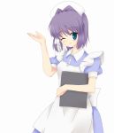 blue_eyes clannad clipboard dress flat_(joppin_karu!) flat_(ko-do) fujibayashi_ryou hat nurse nurse_cap purple_hair short_hair wink 