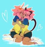  bunnyboy catboy inazuma_eleven pink_hair shota tanned trap tsunami_jousuke 