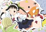  hachikuji_mayoi lowres mizuki_makoto monogatari_(series) school_uniform skirt snail twintails wink 