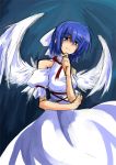  blue_eyes blue_hair dress hemogurobin_a1c mai_(touhou) ribbon short_hair solo touhou touhou_(pc-98) wings 