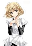  aoki_kou aoki_yuriko bakuman blonde_hair brown_eyes hands jewelry kanna_(plum) looking_at_viewer mole necklace short_hair simple_background solo white_background 