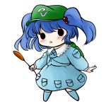  bag blue_hair chibi hat highres kawashiro_nitori touhou transparent_background young yume_shokunin 