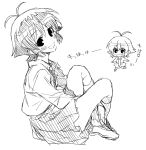  bad_id blush chibi kanbara_satomi midori_kouichi monochrome necktie saki school_uniform short_hair sketch 