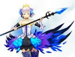  armor armored_dress blue_eyes dress gwendolyn hands kawazu odin_sphere polearm solo spear thighhighs weapon white_hair 