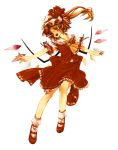 bad_id blonde_hair fangs flandre_scarlet hat highres mary_janes ponytail red_eyes shoes short_hair side_ponytail solo touhou transparent_background wings 