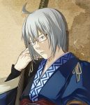  blue_eyes eho_(icbm) error glasses kaiho male morichika_rinnosuke short_hair silver_hair solo touhou 