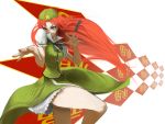  beret bow braid china_dress chinese_clothes fighting_stance hair_bow hat hong_meiling long_hair red_hair redhead smile solo touhou yama 