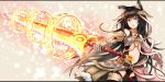  animal_ears armor azure_luna black_hair cat_ears grey_background long_hair looking_at_viewer magic_circle navel_cutout open_mouth original red_eyes ribbon simple_background solo standing sword thigh-highs thighhighs very_long_hair weapon 