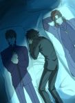  black_hair brown_hair cross cross_necklace dakimakura_(object) dual_persona emiya_kiritsugu fate/stay_night fate/zero fate_(series) jewelry kotomine_kirei natsu_yasai necklace pillow trembling 