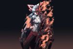  fire fujiwara_no_mokou grey_hair long_hair mazeran red_eyes ribbons torn_clothes touhou 