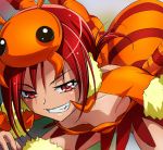  animal_costume breasts down_blouse grin haruyama hino_akane no_bra precure red_eyes red_hair redhead short_hair smile smile_precure! solo spider 