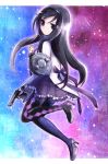  akemi_homura ayuko_(ayuco) black_hair gun hairband handgun high_heels holding long_hair mahou_shoujo_madoka_magica pantyhose purple_eyes shield shoes skirt solo violet_eyes weapon 