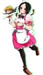  1boy 1girl apron baka_to_test_to_shoukanjuu black_hair braid brown_hair chibi e.rumoa maid moyashi_koubou pantyhose short_hair smile tamamo_miki yoshii_akihisa 