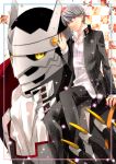  argent-ag grey_eyes grey_hair izanagi multiple_boys narukami_yuu persona persona_4 school_uniform 