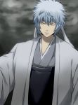  gintama headband japanese_clothes joui maruki_(punchiki) punchiki red_eyes sakata_gintoki silver_hair solo 