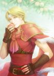  armor belt blonde_hair blue_eyes cape fire_emblem fire_emblem:_mystery_of_the_emblem food fruit gloves headband jeorge kinoeneko long_hair male ponytail solo 