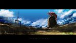  clouds copyright_request dragon english letterboxed monster monster_hunter no_humans rathalos scenery siirakannu sky solo text 