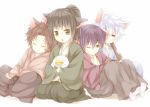  animal_ears black_hair brown_eyes brown_hair cat_ears elizabeth_(gintama) gintama green_eyes japanese_clothes joui katsura_kotarou kemonomimi_mode kimono long_hair maruki_(punchiki) multiple_boys punchiki purple_hair red_eyes sakamoto_tatsuma sakata_gintoki silver_hair sleeping takasugi_shinsuke wink 