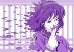  dissolving dissolving_clothes hair_ornament ikuya_koimori leaf maple_leaf monochrome purple short_hair solo touhou yasaka_kanako 