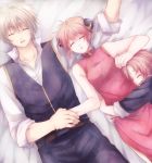  2boys brother_and_sister bun_cover china_dress chinese_clothes double_bun gintama hug kagura_(gintama) kamui maruki_(punchiki) multiple_boys okita_sougo orange_hair punchiki red_hair redhead short_hair siblings sleeping time_paradox vest young 