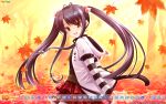  black_hair blush calendar haruka_hinata hinata_haruka hulotte ikegami_akane skirt twintails wallpaper with_ribbon 