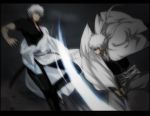  dual_persona fighting gintama headband joui katana maruki_(punchiki) motion_blur multiple_boys punchiki red_eyes sakata_gintoki silver_hair sword weapon white_hair 