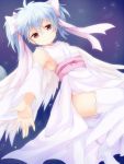  armpits genderswap gintama hair_ribbon japanese_clothes maruki_(punchiki) punchiki red_eyes ribbon sakata_gintoki short_twintails silver_hair smile solo thigh-highs thighhighs twintails white_legwear 