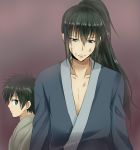  black_hair blue_eyes child dual_persona gintama hijikata_toushirou japanese_clothes kimono long_hair maruki_(punchiki) multiple_boys ponytail punchiki teenage young 