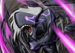  bared_teeth deadspike_nine glowing glowing_eyes highres merkava_(under_night_in-birth) monster neon_trim open_mouth solo under_night_in-birth 