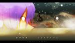  copyright_request letterboxed partially_submerged purple_hair red_eyes siirakannu snow solo steam translated 