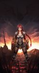  armor breasts bryanth dragon gauntlets highres league_of_legends long_hair ponytail red_eyes red_hair redhead shyvana solo 