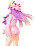  ass babydoll blush breasts crescent hat kasuga_yukihito large_breasts long_hair nightgown panties patchouli_knowledge purple_eyes purple_hair revision see-through solo striped striped_panties touhou underwear violet_eyes 