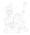  bob_cut boots breasts cleavage eu03 fingerless_gloves gloves guilty_gear guitar hat highres i-no instrument large_breasts mole short_hair sketch solo thigh-highs thigh_boots thighhighs tongue witch_hat 