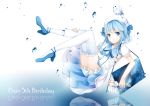  bird birthday bloomers blue_eyes blue_hair book dress hat high_heels nail_polish original paintbrush pixiv pixiv-tan reflection ribbon shoes solo stari thigh-highs thighhighs water_drop white_legwear 