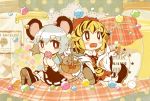  animal_ears basket black_dress black_hair blonde_hair blush candy candy_jar capelet chachi_(azuzu) chibi dress eating hair_ornament long_sleeves mouse mouse_ears mouse_tail multicolored_hair multiple_girls nazrin open_mouth red_dress red_eyes short_hair silver_hair sitting smile tail tail_hold tiger_print toramaru_shou touhou two-tone_hair wide_sleeves yellow_eyes 