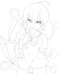  1girl absurdres asymmetrical_wings highres houjuu_nue lineart long_hair monochrome short_hair sketch smile snake solo touhou wings 