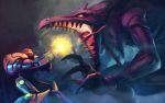  battle charging dragon metroid noe_leyva ridley samus_aran varia_suit weapon wings 